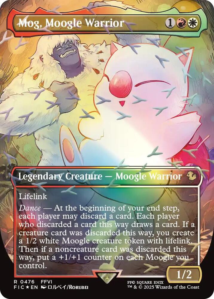 Mog, Moogle Warrior (Borderless) (Chocobo Track Foil) - Commander: FINAL FANTASY (FIC)