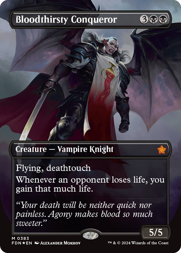 Bloodthirsty Conqueror (Borderless) (Mana Foil) [Foundations] (Display Case)