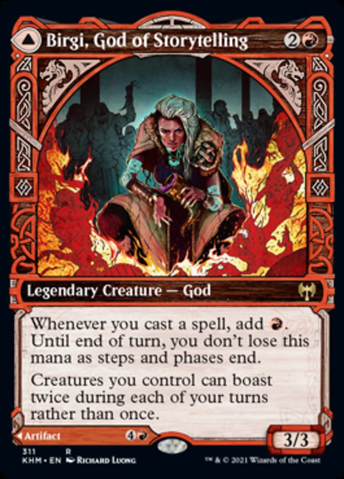 Birgi, God of Storytelling // Harnfel, Horn of Bounty (Showcase) [Kaldheim] (Display Case)