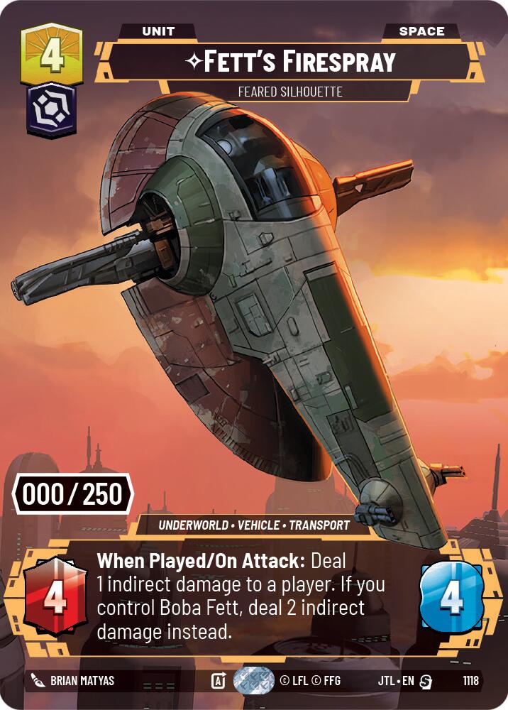 Fett's Firespray - Feared Silhouette (Serialized) (1118) [Jump to Lightspeed]
