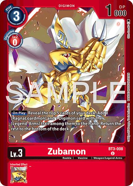Zubamon [BT3-008] (Limited Card Pack -Billion Bullet-) [Release Special Booster Ver.1.5 Promos]