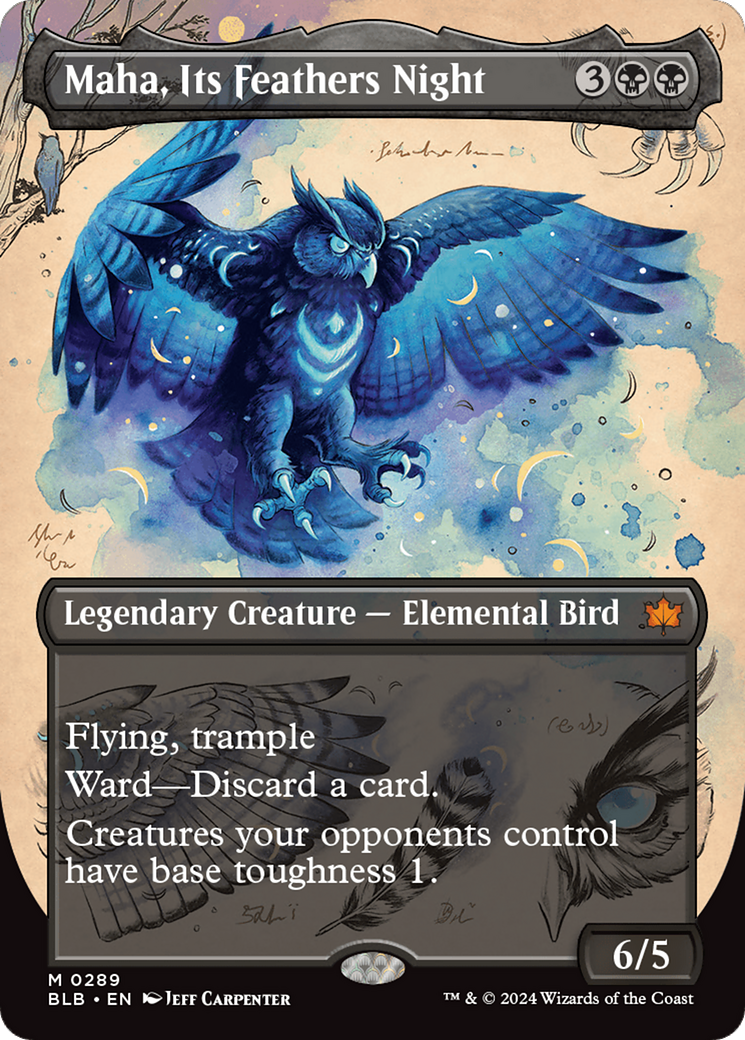 Maha, Its Feather Night (Borderless) [Bloomburrow] (Display Case)