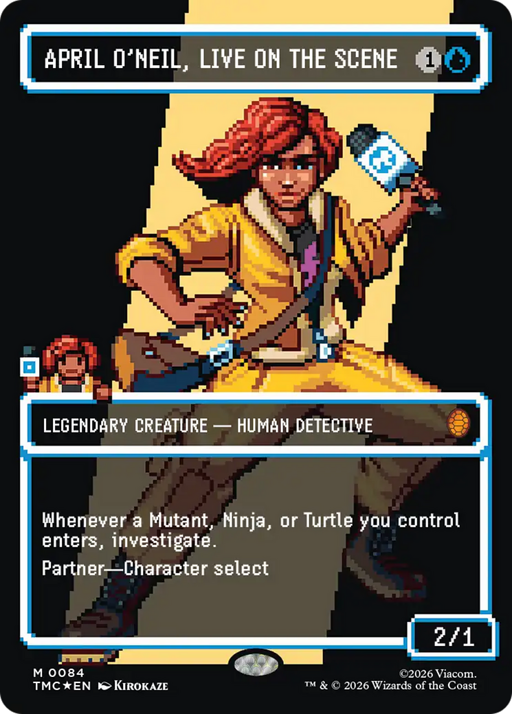 April O'Neil, Live on the Scene (Borderless) (Surge Foil) [Teenage Mutant Ninja Turtles Commander] (Display Case)
